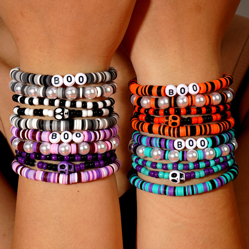 Hot Selling Ins Graduation Season BOO Letter Beaded Bracelet Personalized Color Matching Cross-Border Hot Selling Manufacturer Wholesale