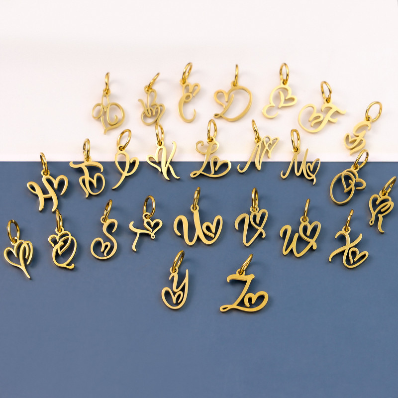 European and American Cross-Border Hot-Selling Small and Exquisite 26 Letters DIY Necklace Pendant Accessories Jewelry Accessories Wholesale