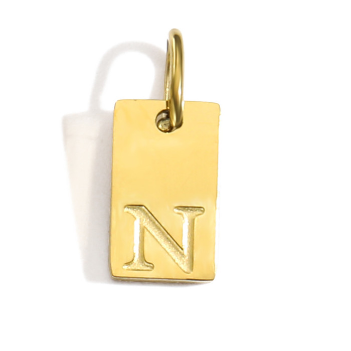 Cross-Border Fangpai 26 English Alphabet Pendant Accessories Titanium Steel Stainless Steel Vacuum Plated 14K 18K Gold DIY Jewelry