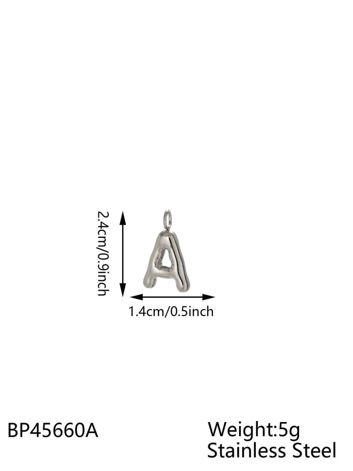 Hot-Selling Fashion Stainless Steel Chubby Bubble Steel Color 26 Letters New Playful Design Letter Accessories, Jewelry