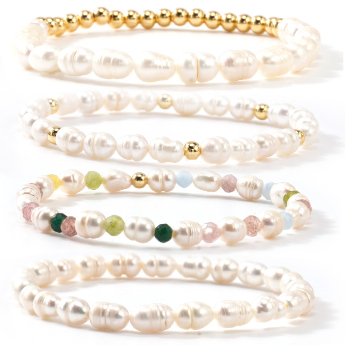 Xiaohongshu Same Style Gold Bead Half Pearl Bracelet for Women Vintage Light Luxury Niche Versatile Design High-end Bracelet