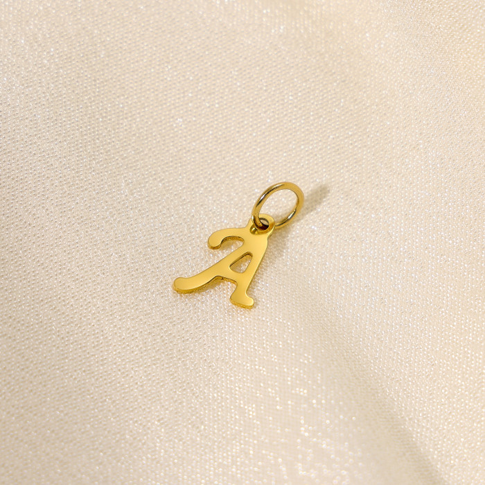 Hot Selling Simple Smooth Stainless Steel 26 English Alphabet Pendant Titanium Steel DIY Jewelry Accessories Wholesale
