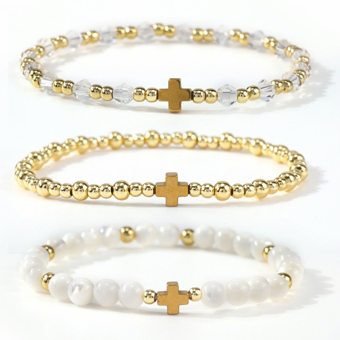 SHEIN Hot-Selling Creative Simple Elegant Women's CCB Fashion Light Luxury Party Style Shell Stone Copper Bead Bracelet
