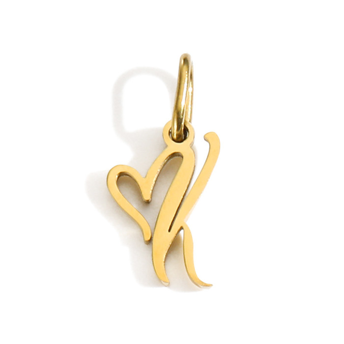 Hot-Selling Fashion Simple 26 Letters Versatile Stainless Steel DIY Necklace Pendant Accessories Jewelry Wholesale