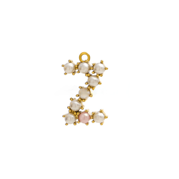 Cross-Border New Style Shell Pearl 26 English Alphabet Pendant Accessories Necklace Earrings Titanium Steel Vacuum Electroplating Non-Fading