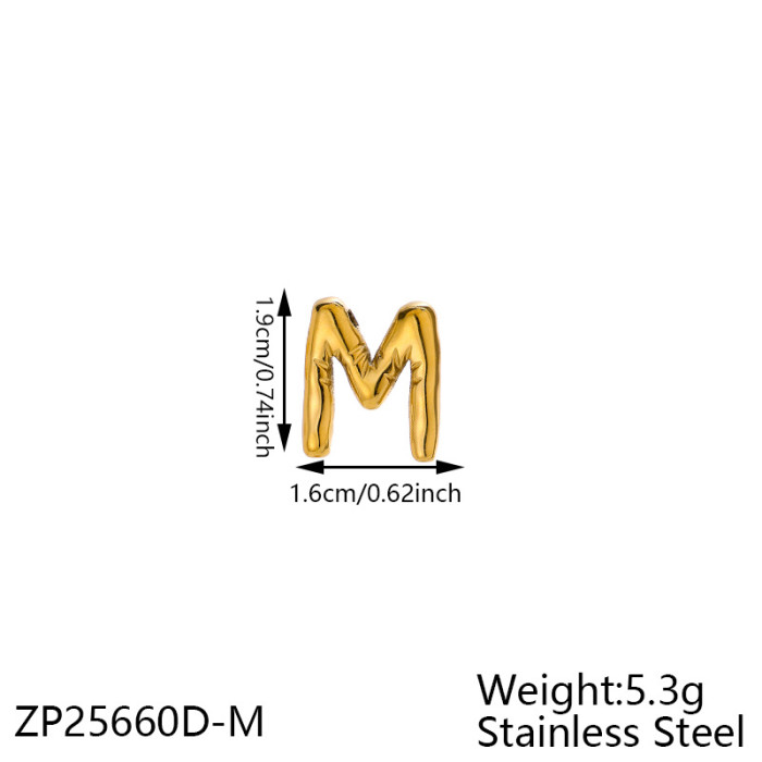 New Stainless Steel Chubby Bubble Letters DIY 26 Letter Accessories Pendant Jewelry Wholesale, Necklaces
