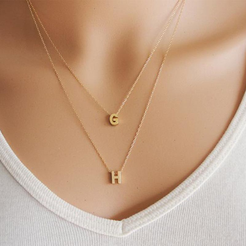 Cross-Border European and American Hot Selling 26 English Letters Vacuum Electroplated Stainless Steel DIY Gold Letter Pendant Accessories Wholesale