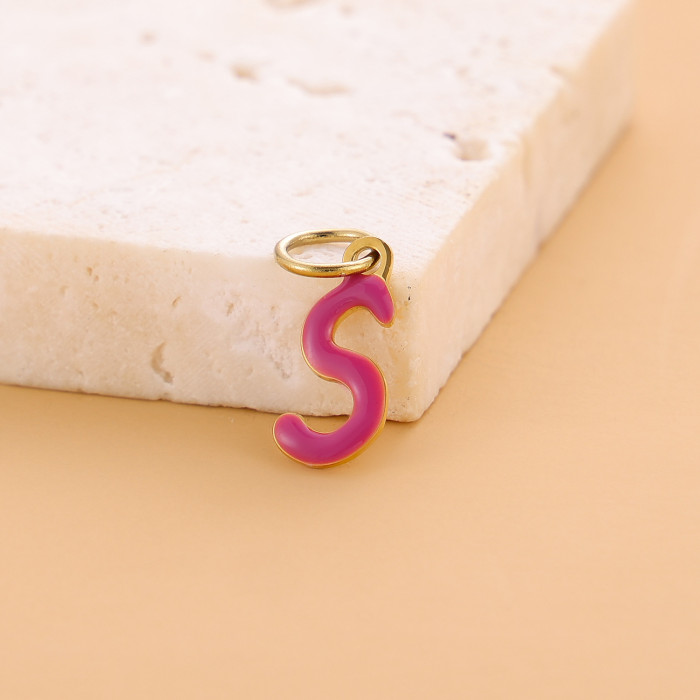 Hot-Selling Colorful 26 English Letter Pendant Oil-Drip Titanium Steel Vacuum Electroplating Accessories DIY Accessor...