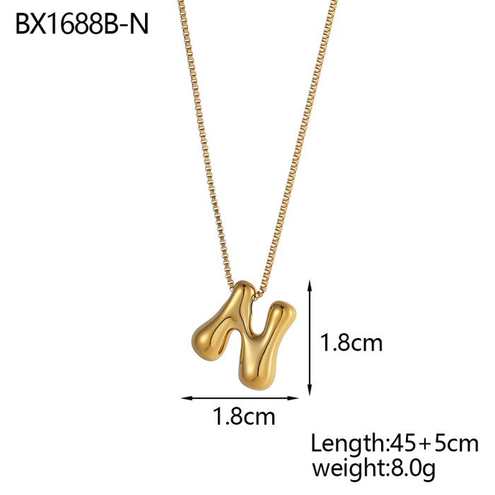 Amazon Hot-Selling Fashion Simple Niche Glossy Balloon Bubble 26 English Letters Elegant Versatile Necklace