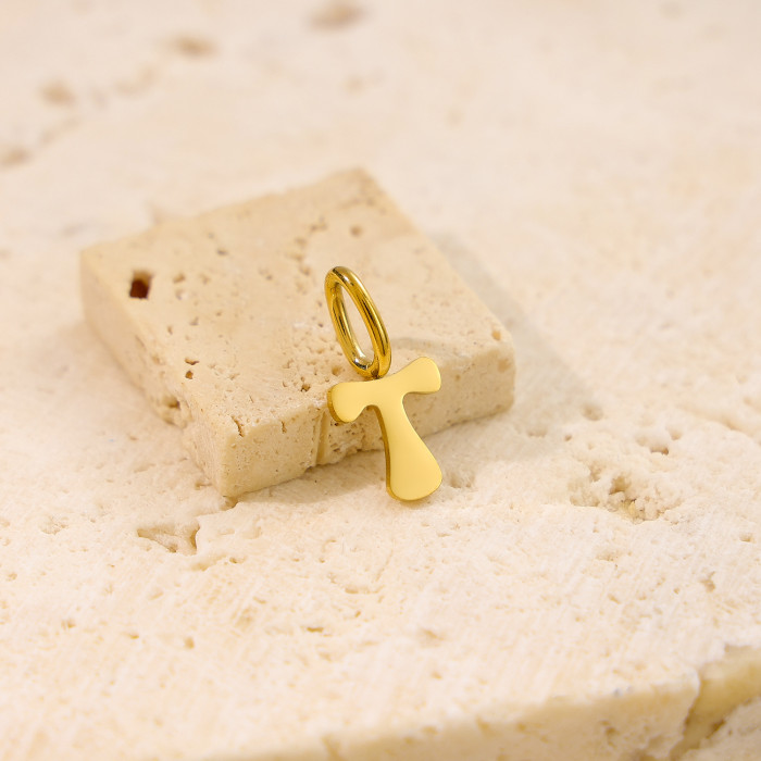 Cross-Border Amazon Stainless Steel 26 English Fat Body Letter Pendant Gold-Plated DIY Necklace Earring Accessories Wholesale