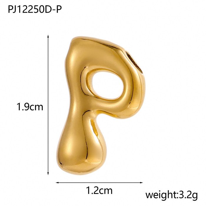 Cross-Border Golden Glossy Balloon Bubble Chubby Q Version Cute DIY 26 English Alphabet Pendant Necklace Accessories