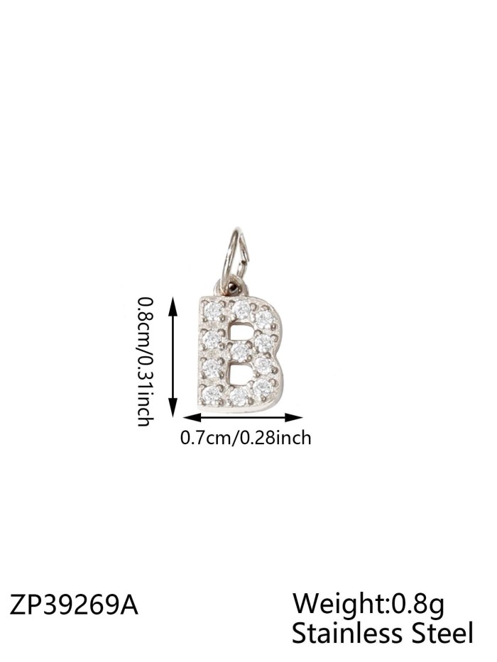 Micro Paved Full Diamond 26 Alphabet Double Circle Pendant Necklace Earrings Pendant Pendant Titanium Steel CNC Inlaid Diamond Zircon Alphabet