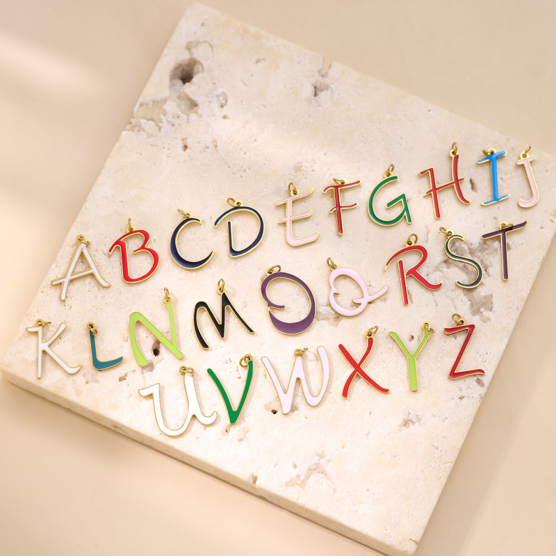 Cross-Border New Oil Drop Creative DIY 26 Letters Stainless Steel Accessories Necklace Bracelet Earrings Factory Direct Sale