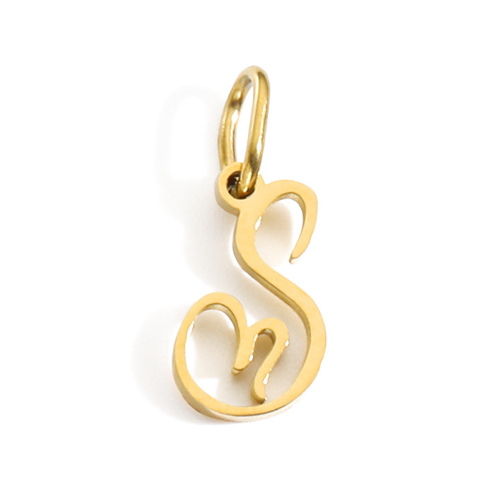 Hot-Selling Fashion Simple 26 Letters Versatile Stainless Steel DIY Necklace Pendant Accessories Jewelry Wholesale