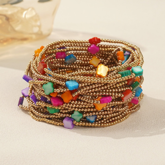 Bohemian Style Four-Leaf Clover Set Bracelet Niche Simple Natural Stone Bracelet Fashion Versatile Cross-Border Hot Item