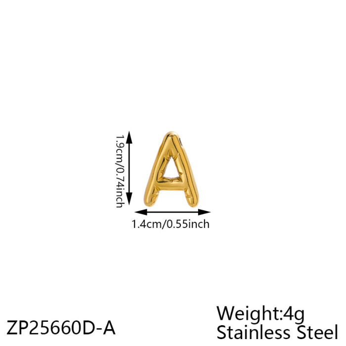 New Stainless Steel Chubby Bubble Letters DIY 26 Letter Accessories Pendant Jewelry Wholesale, Necklaces