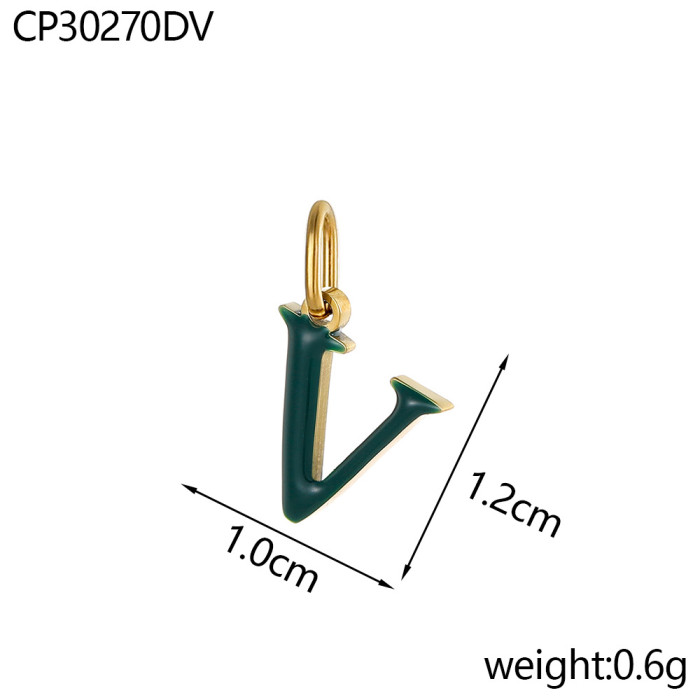 Hot-Selling Colorful 26 English Letter Pendant Oil Drop Stainless Steel Vacuum Electroplating Accessories DIY Accessories