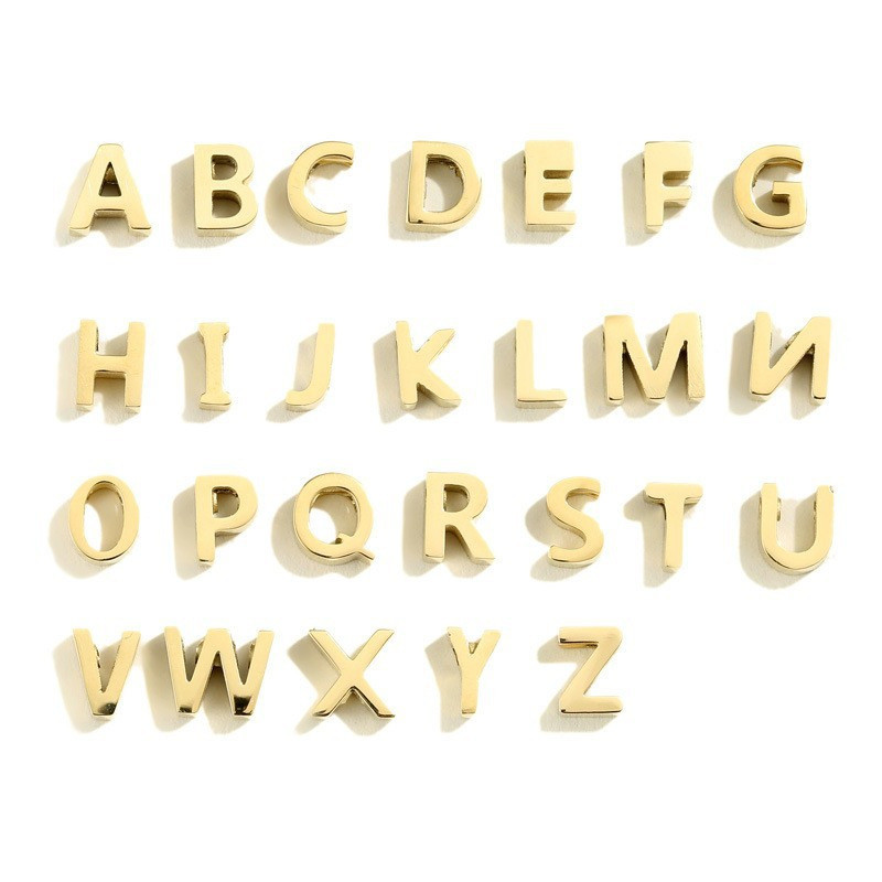 Cross-Border European and American Hot Selling 26 English Letters Vacuum Electroplated Stainless Steel DIY Gold Letter Pendant Accessories Wholesale