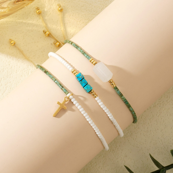 2025 New Cross Natural Stone Bracelet Daily Commute Wear Gift Hand Jewelry Stall Hot Item Bracelet