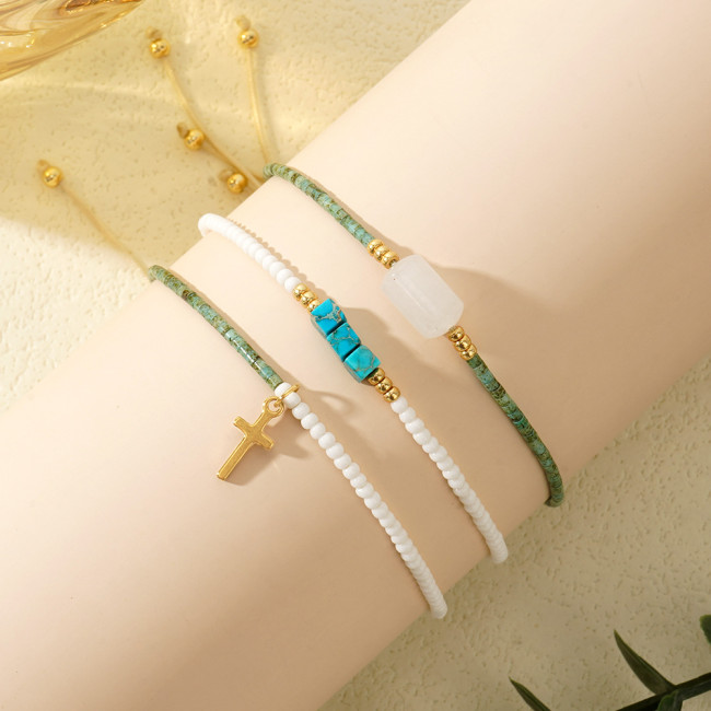 2025 New Cross Natural Stone Bracelet Daily Commute Wear Gift Hand Jewelry Stall Hot Item Bracelet