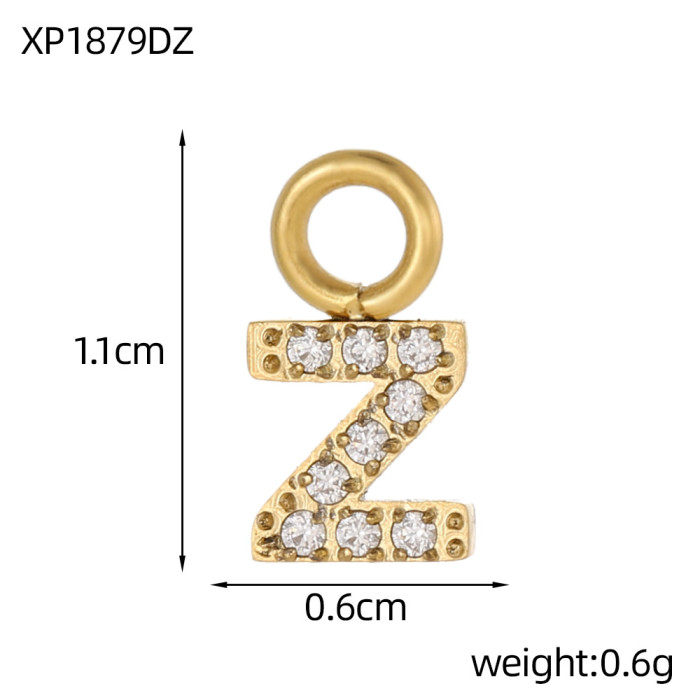 Micro Pave Full Diamond 26 Letters Double Circle Pendant Necklace Earrings Pendant Charms DIY Inlaid Diamond Zircon Stainless Steel Letters