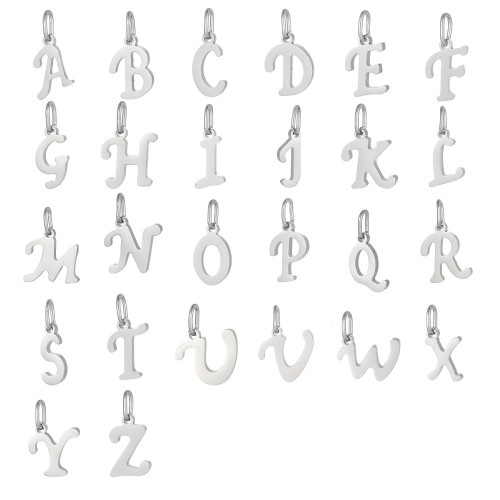 European and American Cross-Border Hot-Selling New 26 Steel Color English Letters Personalized Ins Style Stainless Steel Letter Accessories Wholesale