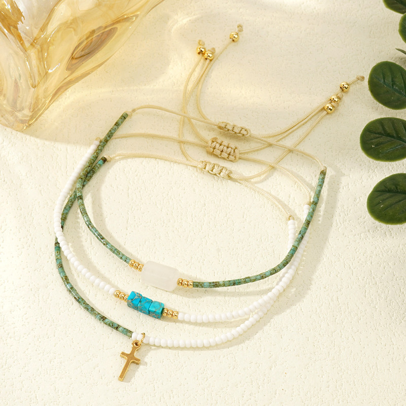 2025 New Cross Natural Stone Bracelet Daily Commute Wear Gift Hand Jewelry Stall Hot Item Bracelet