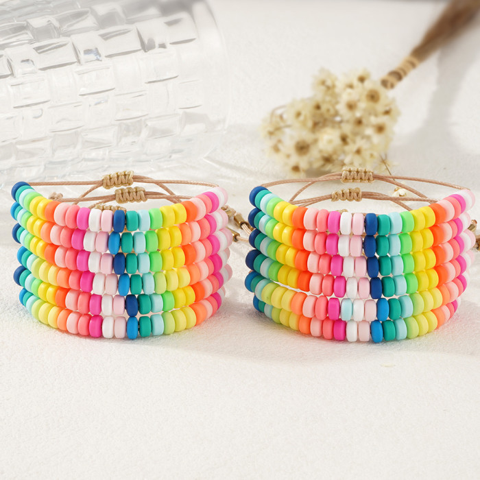 AliExpress Hot Selling Soft Clay Flat Round Beads Candy Multicolor Wheel Spacer Beads Handmade DIY Bracelet Necklace Jewelry Accessories