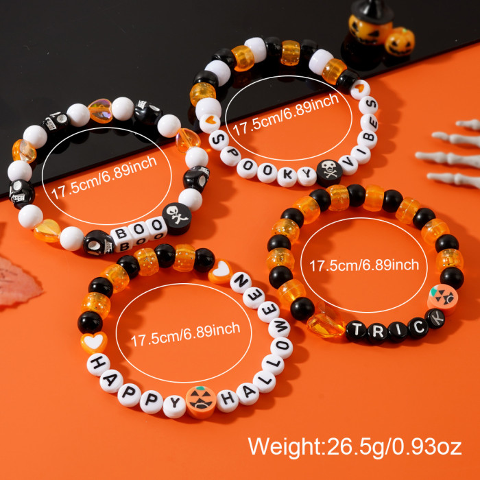 Halloween Pumpkin Ghost Hand-painted Beaded Bracelet DIY Creative Ghost Theme Exclusive In-stock Jewelry