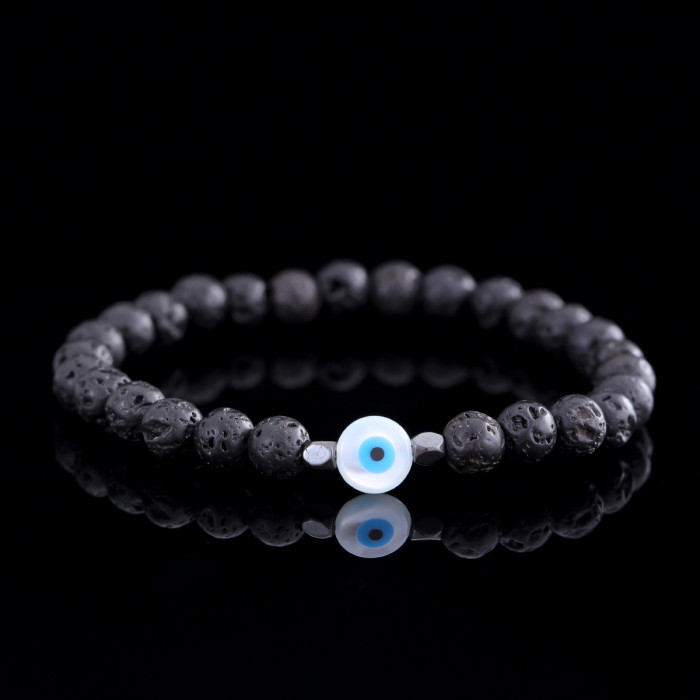 European and American New Fashion Personality Wooden Bead Bracelet for Men Trendy Hip-Hop Niche Beach Style Layered Natural Stone Bracelet