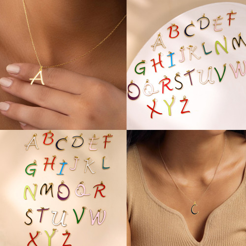 European and American Hot-Selling New DIY Accessories Oil-Drip Colorful English 26 Letter Titanium Steel Pendant Jewelry Wholesale