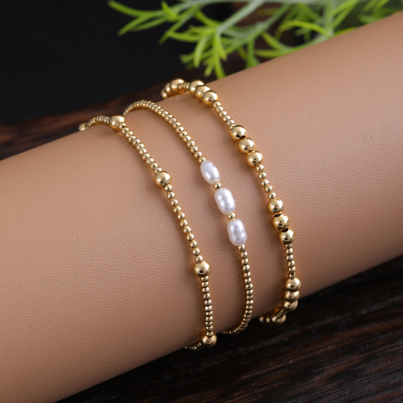 French Style Light Luxury Pearl Bracelet for Women, Elegant Versatile Three-Piece Set, Ins High-End Feel, Layered Exquisite Bracelet