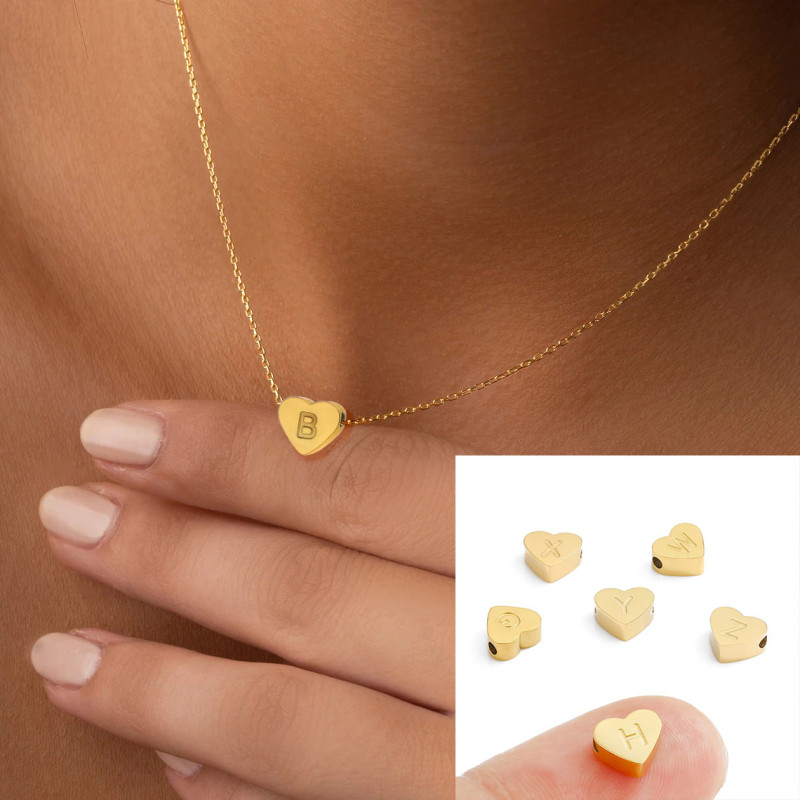 Free Combination Matching Small Exquisite Simple Heart English Letter Titanium Steel Pendant Accessories Daily Matching