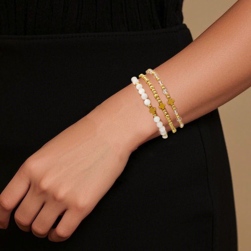 SHEIN Hot-Selling Creative Simple Elegant Women's CCB Fashion Light Luxury Party Style Shell Stone Copper Bead Bracelet