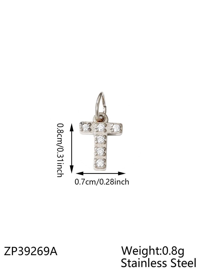 Micro Paved Full Diamond 26 Alphabet Double Circle Pendant Necklace Earrings Pendant Pendant Titanium Steel CNC Inlaid Diamond Zircon Alphabet