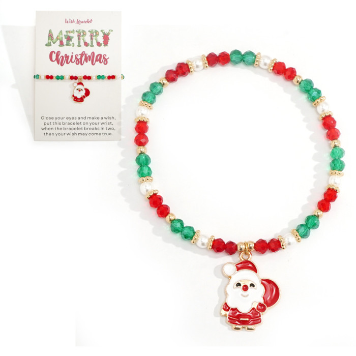 Christmas Series Soft Clay Bracelet Santa Claus Reindeer Bell Christmas Tree Bracelet Set Factory Direct Sale