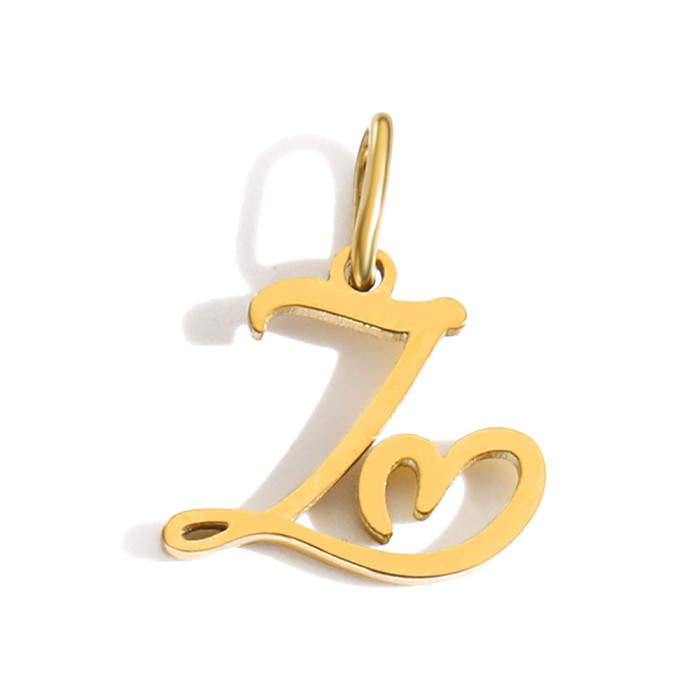Hot-Selling Fashion Simple 26 Letters Versatile Stainless Steel DIY Necklace Pendant Accessories Jewelry Wholesale