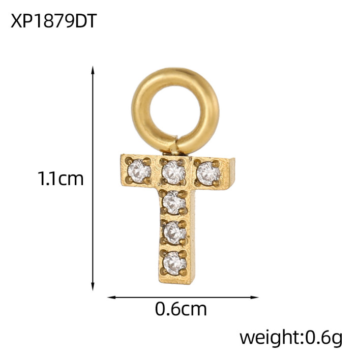 Micro Pave Full Diamond 26 Letters Double Circle Pendant Necklace Earrings Pendant Charms DIY Inlaid Diamond Zircon Stainless Steel Letters