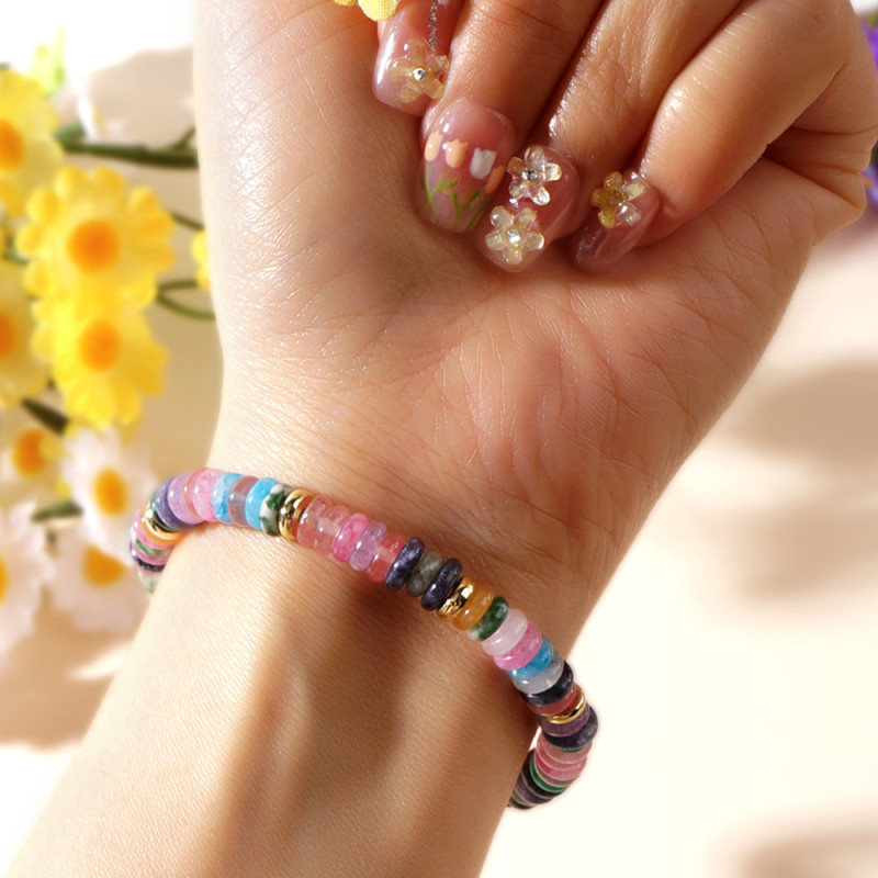 Cross-Border Hot-Selling Niche High-End Semi-Precious Stone Bracelet Original Design Colorful Abacus Beads Beaded Bracelet