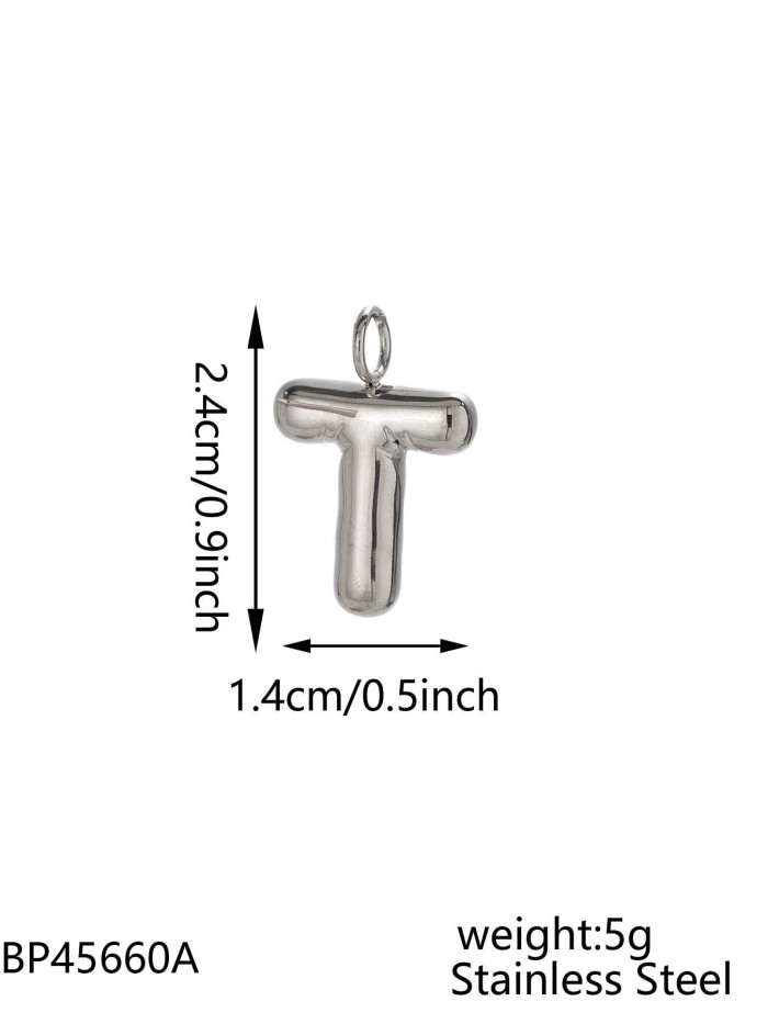 Hot-Selling Fashion Stainless Steel Chubby Bubble Steel Color 26 Letters New Playful Design Letter Accessories, Jewelry
