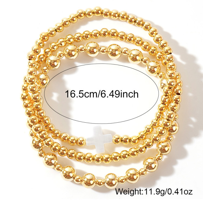 Niche Design Light Luxury Gold Beaded Bracelet for Women Multi-layer Vintage Metal Style Hand Jewelry Hot-selling Acc...