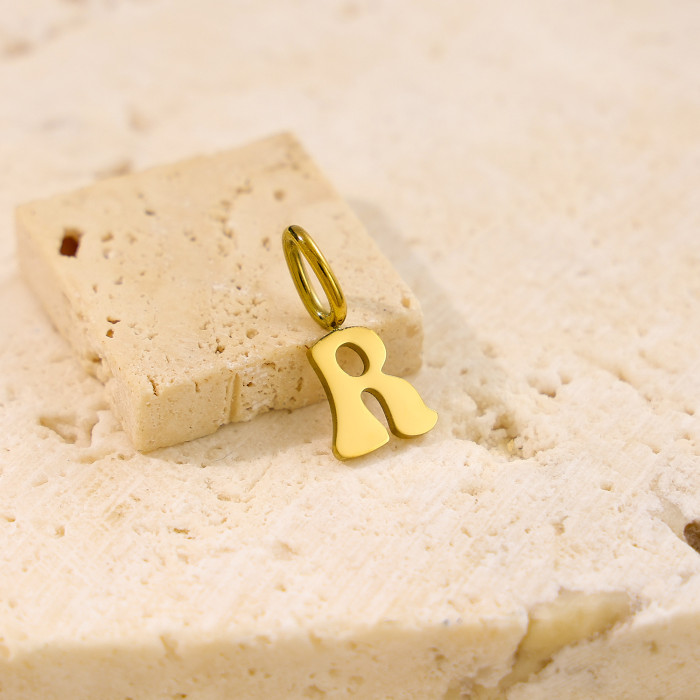 Cross-Border Amazon Stainless Steel 26 English Fat Body Letter Pendant Gold-Plated DIY Necklace Earring Accessories Wholesale