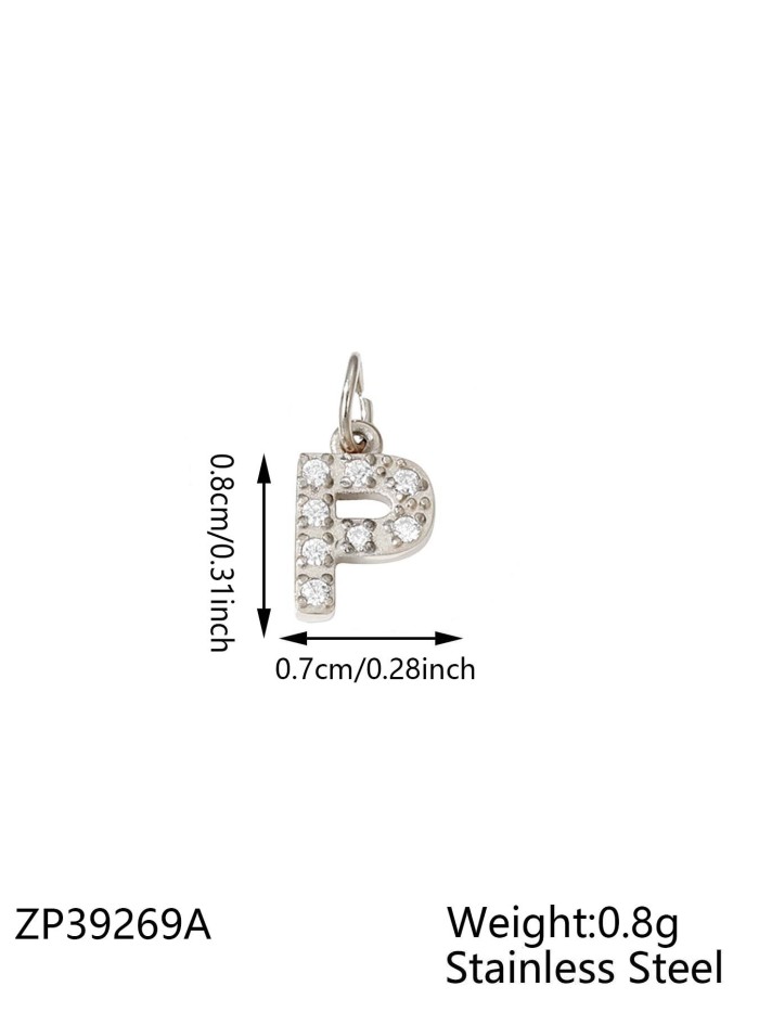Micro Paved Full Diamond 26 Alphabet Double Circle Pendant Necklace Earrings Pendant Pendant Titanium Steel CNC Inlaid Diamond Zircon Alphabet