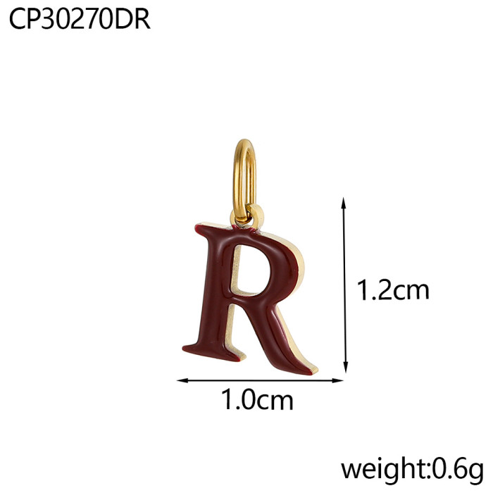 Hot-Selling Colorful 26 English Letter Pendant Oil Drop Stainless Steel Vacuum Electroplating Accessories DIY Accessories