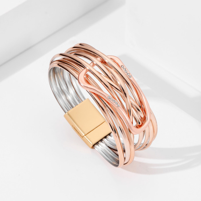 New Fashion Multi-layer Style Bracelet PU Leather Light Luxury Bohemian Style Alloy Magnetic Clasp Bracelet