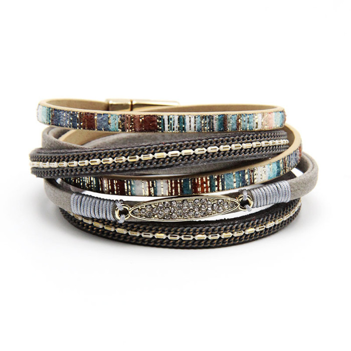 Cross-Border New Bohemian Jewelry Vintage Handmade Woven Bracelet European and American Original Leather Alloy Fashion Jewelry