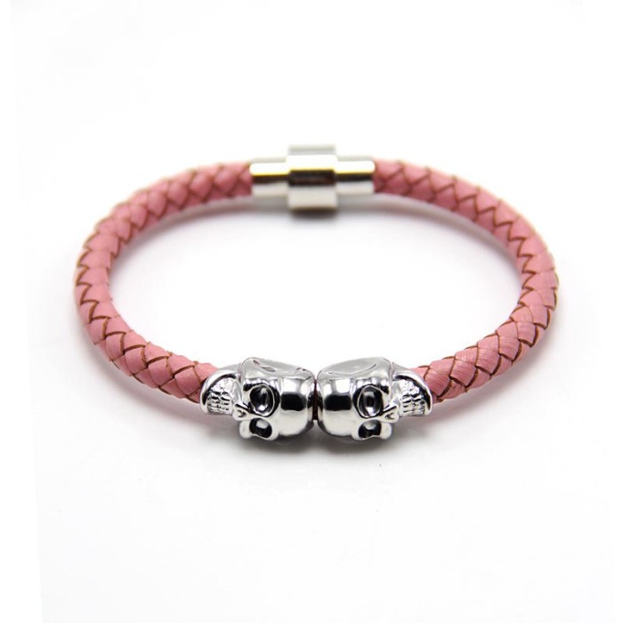 New In-Stock Supply New Men's Cowhide Ghost Head Bracelet Punk Style Skull Bracelet