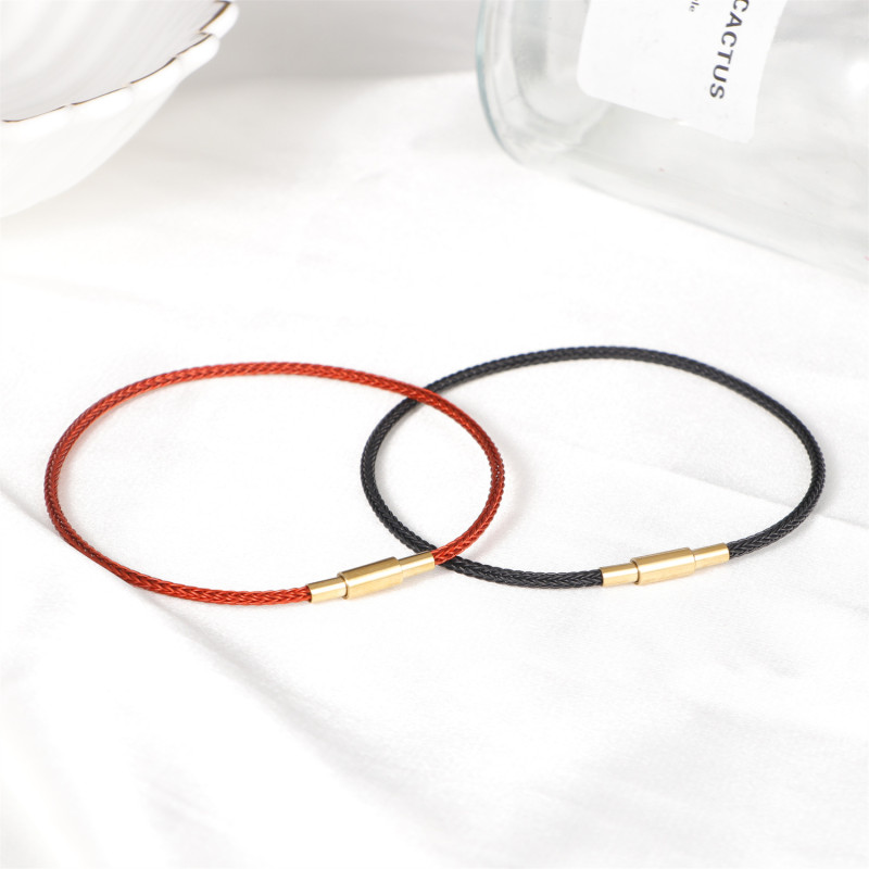 Simple Zodiac Year Woven Women's Bracelet Flower Beads Steel Wire Fashion Versatile Stainless Steel Magnetic Clasp Bracelet