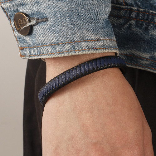 Cross-Border E-commerce New Mixed Color Hand-Woven Leather Bracelet Men's European and American Style Alloy Magnetic Clasp Bracelet In Stock Wholesale