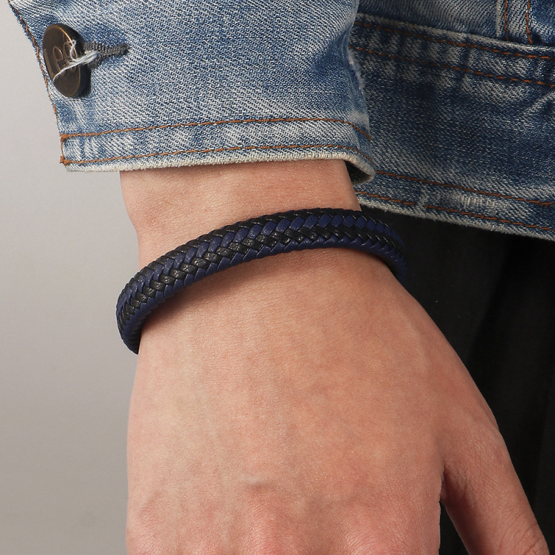 Cross-Border New Amazon European and American Hand-Woven Leather Rope Bracelet Men's Vintage Magnetic Clasp Bracelet In Stock Wholesale